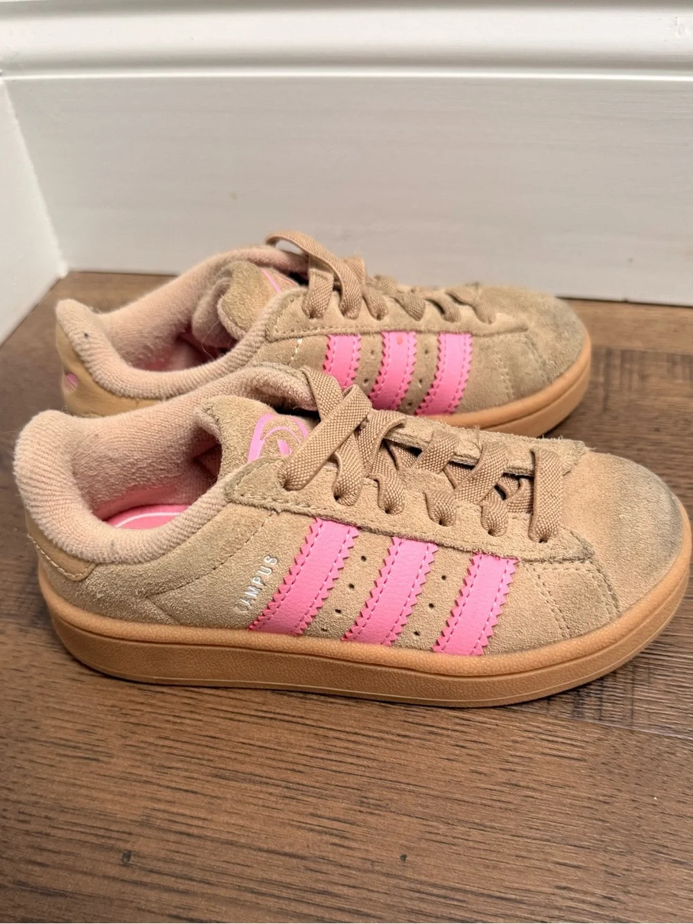 Adidas Campus Originals Girls Sneakers  Tan Pink size 11